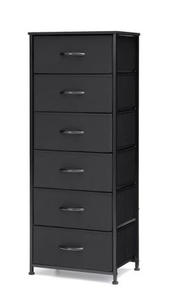 6 Drawers Dresser Vertical Storage Tower Chest, Black