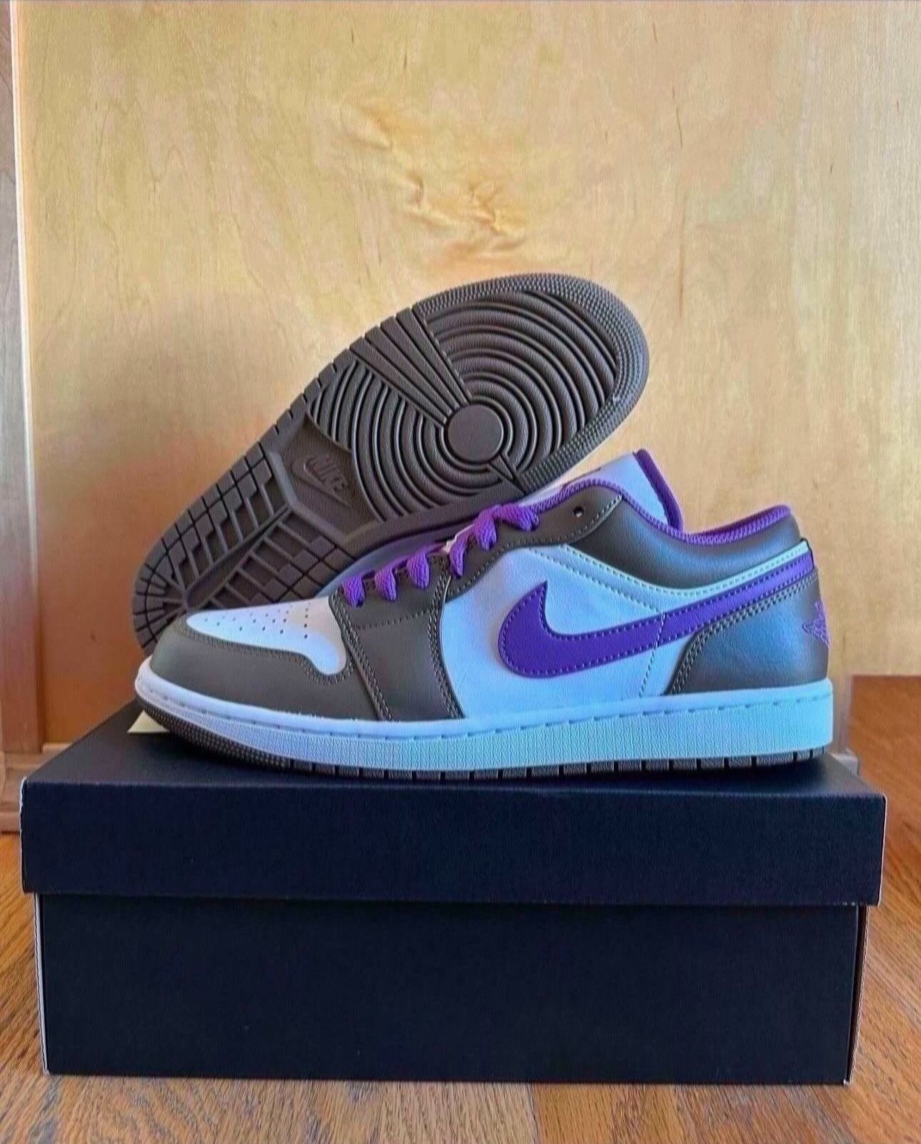 Nike Air Jordan 1 Low Purple Mocha Brown 553558-215 Men's Size 10 Brand New