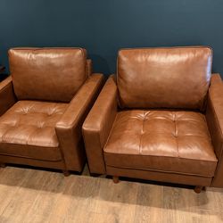 Abbyson Vegan Leather Accent Chairs (set of two)