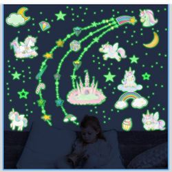 Glow-in-the-Dark Unicorn Wall Stickers – 979 Pieces