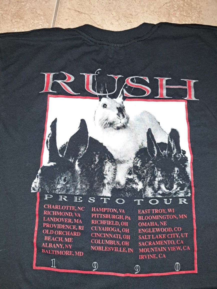 Rush Vintage T Shirt 1990 Presto Tour Concert Cities Rock Band LP