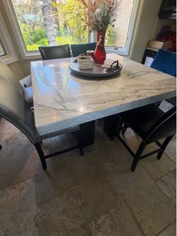 Stevie Silver Marble Counter Height Dining Table
