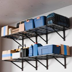 2 Pack 2x6ft Heavy Duty Garage Wall Shelving, 1600LB Weight Capacity, 24"x72" Adjustable Commercial Grade Steel Storage Rack for Garage, Ba