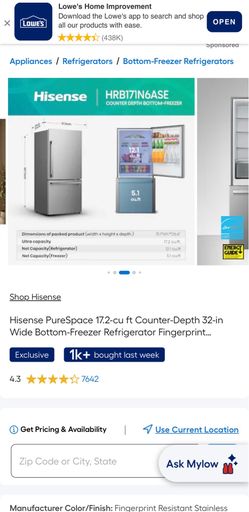 Hisense 17.2 Cu. Ft. Counter-Depth Bottom Freezer Refrigerator – Excellent Condition