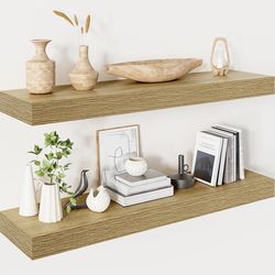 32 x  9.3" Inch Floating Shelves for Wall,  Oak - Set of 2,