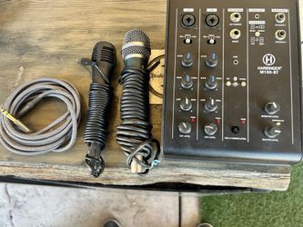 Harbinger M100-BT Bluetooth Powered Mixer + 2 Mics – Tested, Works Great
