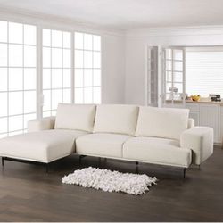 Brand New White Linen Modern Style Sectional Sofa