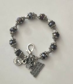 Chubby Chico Charms Pink Purple Faceted Glass Crystal Silver  Bracelet