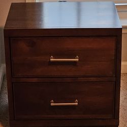 Lii Hen Brown Wood Nightstand with USB Charge Ports