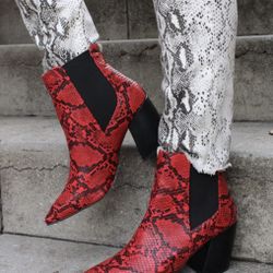 RED SNAKE BOOTS - Various Sizes 