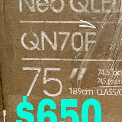 LIKE NEW Samsung 75” QN70F QLED TV –120Hz