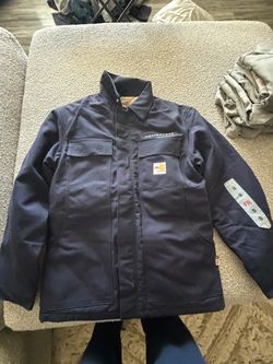 Carhartt Men's Small Duck Navy Blue Workwear Jacket Vintage, Quilt Lined