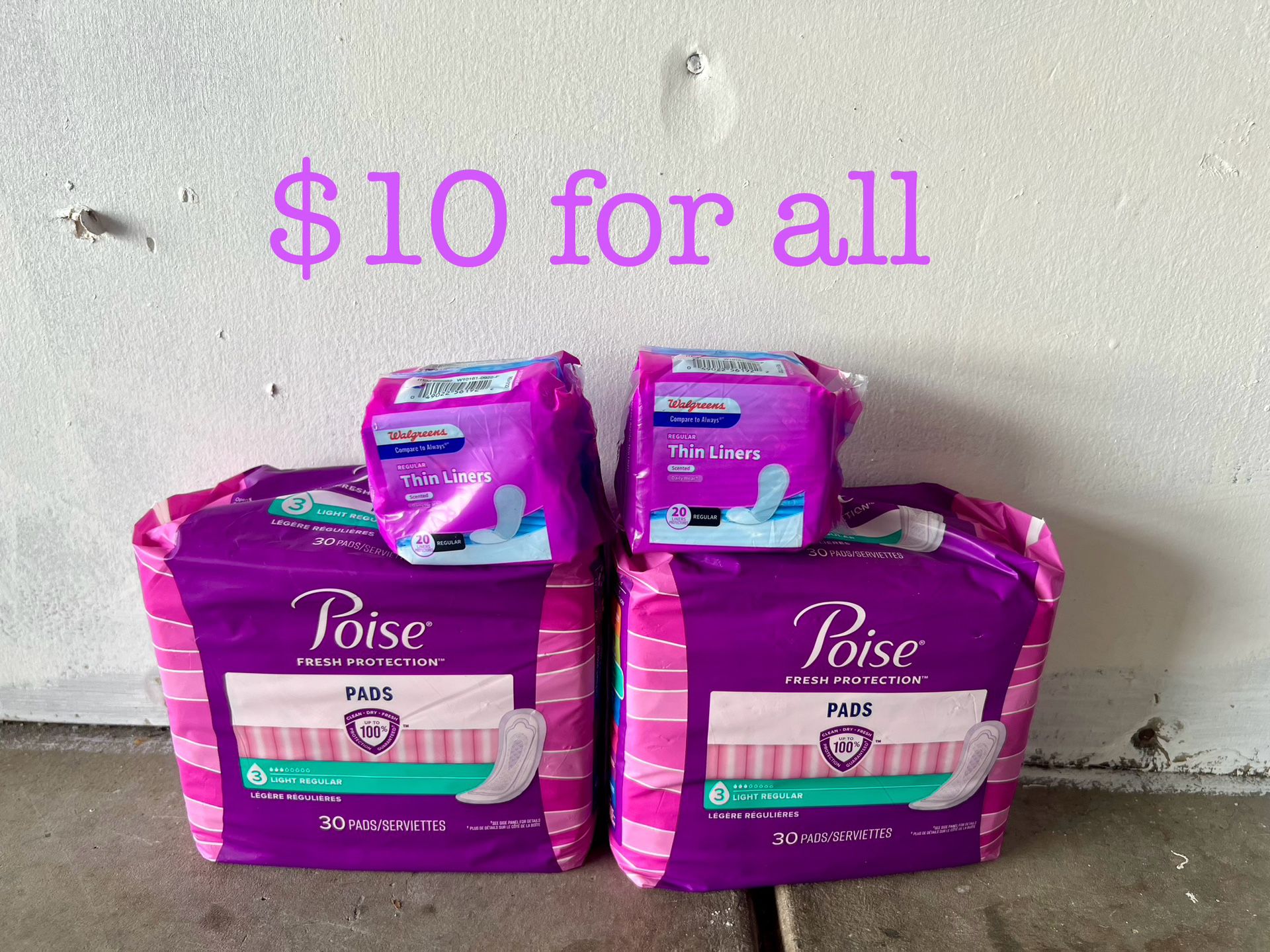 Pads And Liners $10 For All 