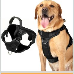 Tactical Dog Harness with Buckle, Dog Walking Training Vest with Handle,No Pulling Front Leash Clip,Hook and Loop Panel for Dog Patch (XL, Black)
