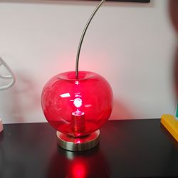 Giant Cherry Lamp. Glass With Metal Stem & Base