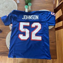 Signed Ted Johnson Patriots Jersey