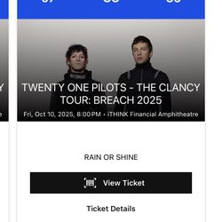 Twenty One Pilots Breach Tour Ticket 