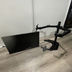 HP 22” IPS Monitor + Adjustable Metal Dual Monitor Stand