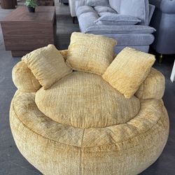 Giant Bean Bag Couch Chairs for Adults, Oversized Lazy Sofa with Memory Foam Filling and 3 Pillows, Soft Chenille Bean Bag Couch for Living Room Bedro
