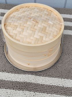 2-Tier Bamboo Steamer with Stainless Steel Adapter Ring