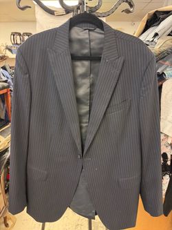 Men's Dark Navy Pinstripe Suit Jacket