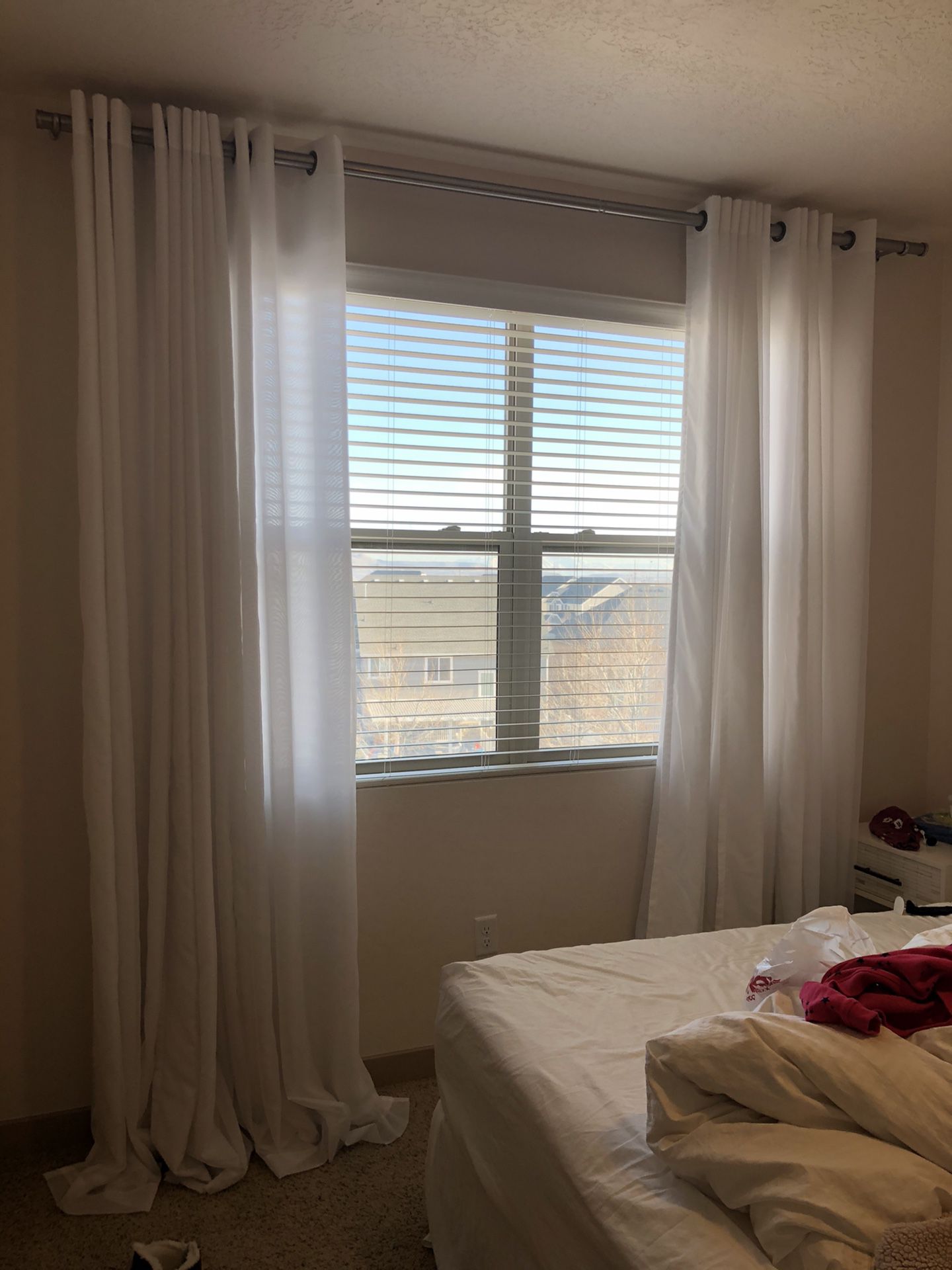 White curtains with Curtain Rod