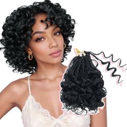 Brand new in box   NOTICEME 8 Packs 8 Inch Short GoGo Curl Curly Crochet Hair for Black Women, Pre Twisted Pre Looped Synthetic Braiding Hair Extensio