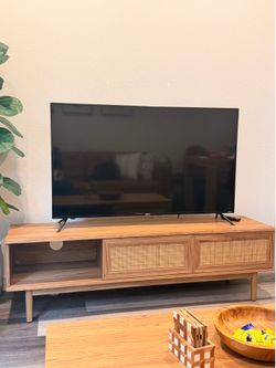 59 inch Oak Rattan TV Console Unit