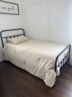 Twin Metal Bed Frame & Mattress
