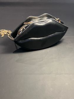 Black Lips Shape Crossbody Clutch Bag