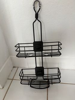 Black Metal Two-Tier Shower Caddy