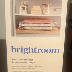 Brightroom Large Flat Bags 3 Count Reusable Storage Compression Bags Clear NEW