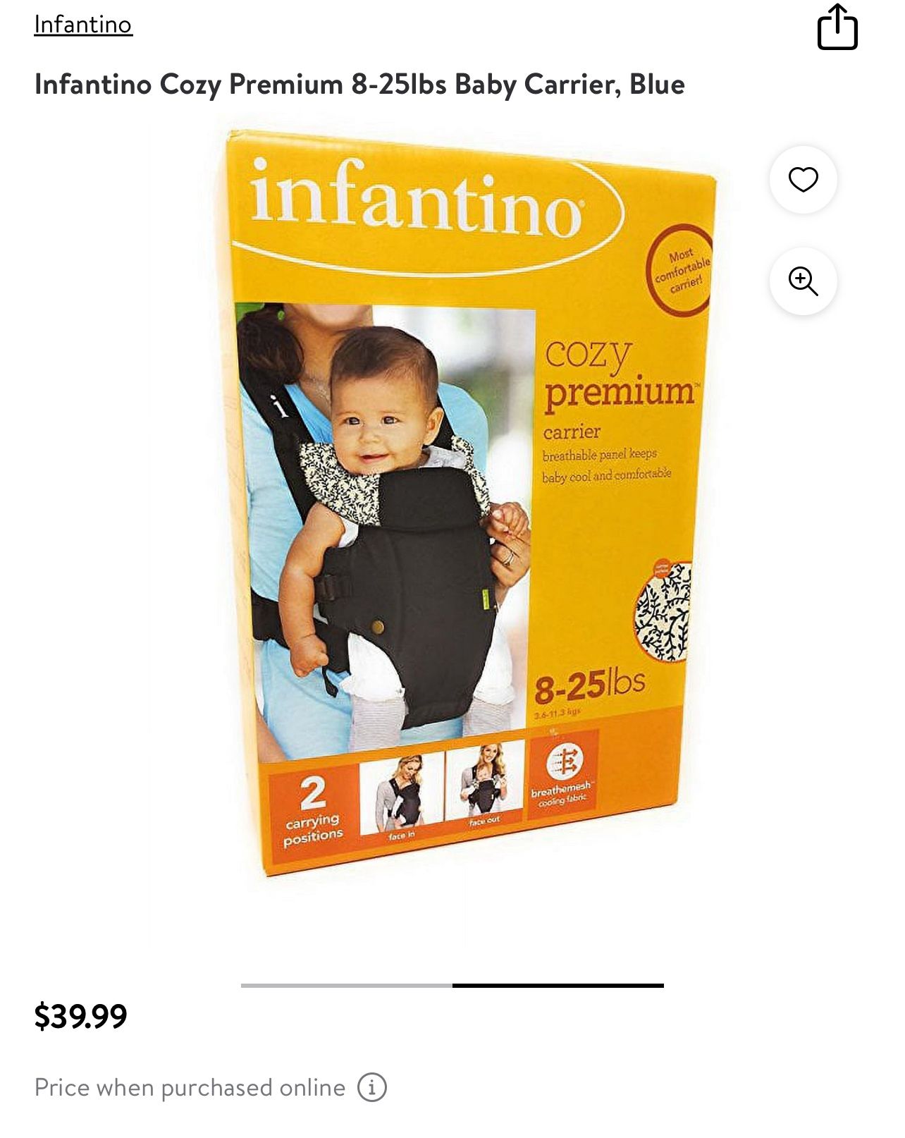 Baby Carrier Infantino Cozy Premium 8-25lbs