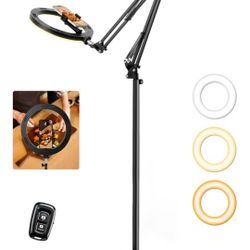 Ring Light with Stand Tripod for iPhone – Evershop 10” Overhead Camera Mount, 70.8” Tall Adjustable Selfie Light with Phone Holder for Video Recording