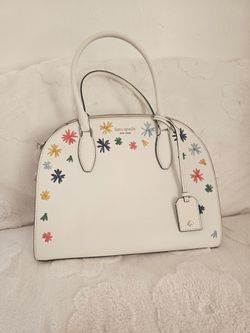 Kate Spade New York White Floral Satchel Handbag