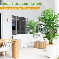 
KOL 6ft 2-Pack Artificial Areca Palm Plant in Pot, Fake Tropical Cane Palm Silk Tree Indoor Outdoor, Dypsis Lutescens Plants, 70in Lifelike Faux