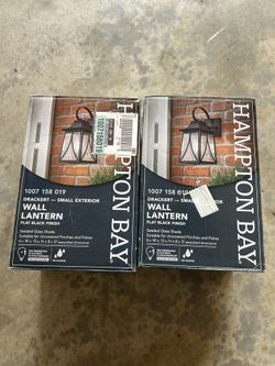 Hampton Bay Wall Lantern Flat Black Exterior 