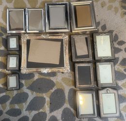 Grouping of Silverplate Frames, many sizes & states of polish