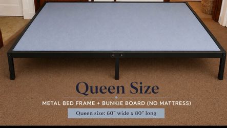 Queen size metal bed frame, & bunky board