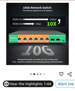 8-Port 10Gb Ethernet Switch Unmanaged