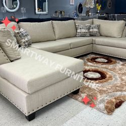 Belinda Oversized Sectional W Pillows Beige 