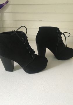 Black suade booties