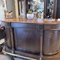 Wood/Brass Bar w/3 Stools 