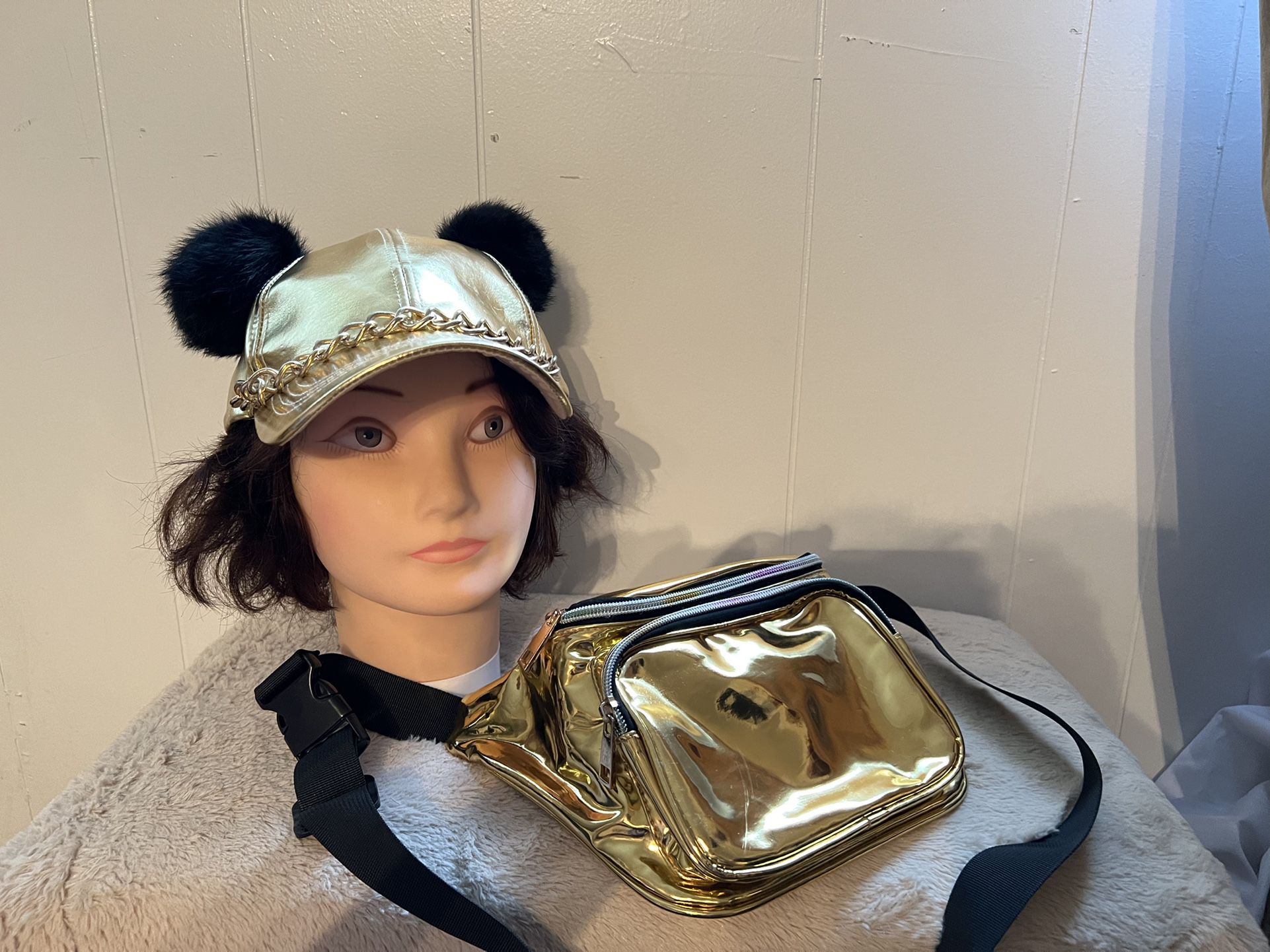 Sexy ladies hat gold  and Belt Bag