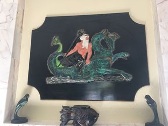 Trident wood painted art work