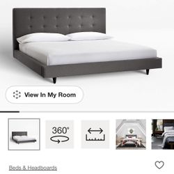 Crate & Barrel Tate Cal King Bed frame - Gray