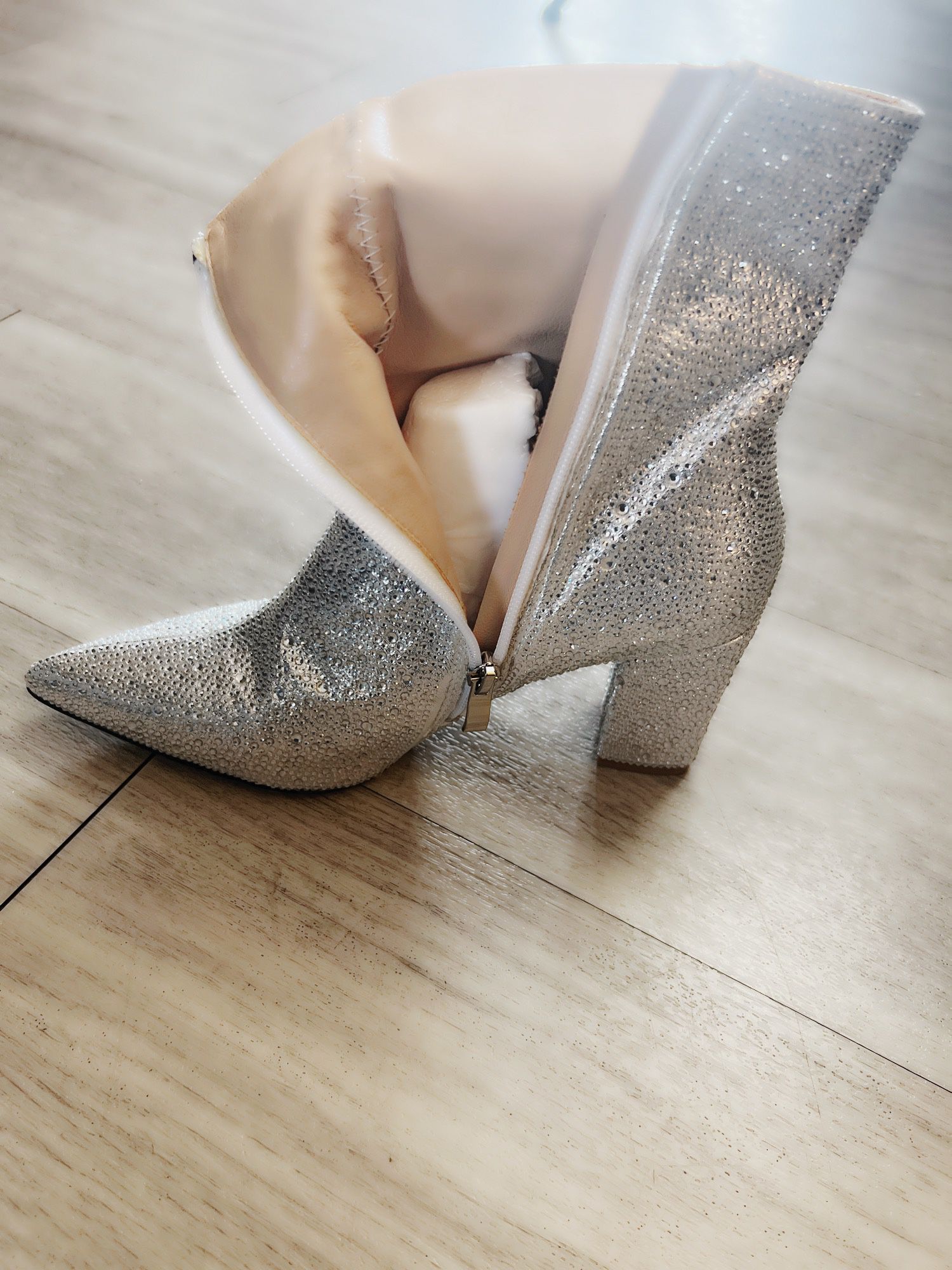 Silver rhinestone wedding/ bridal boots