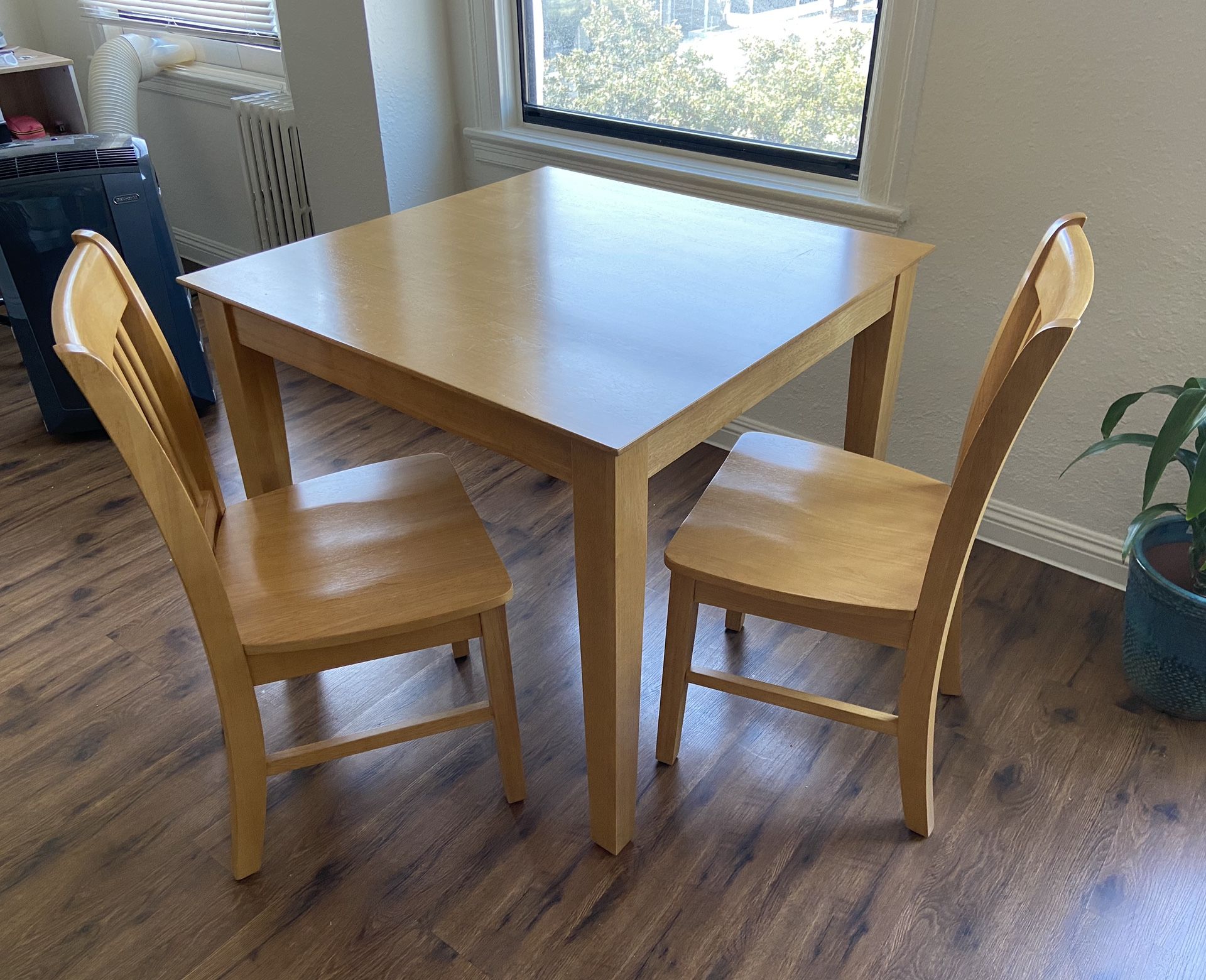 3 pc small kitchen table set - square table and 2 dinette chairs