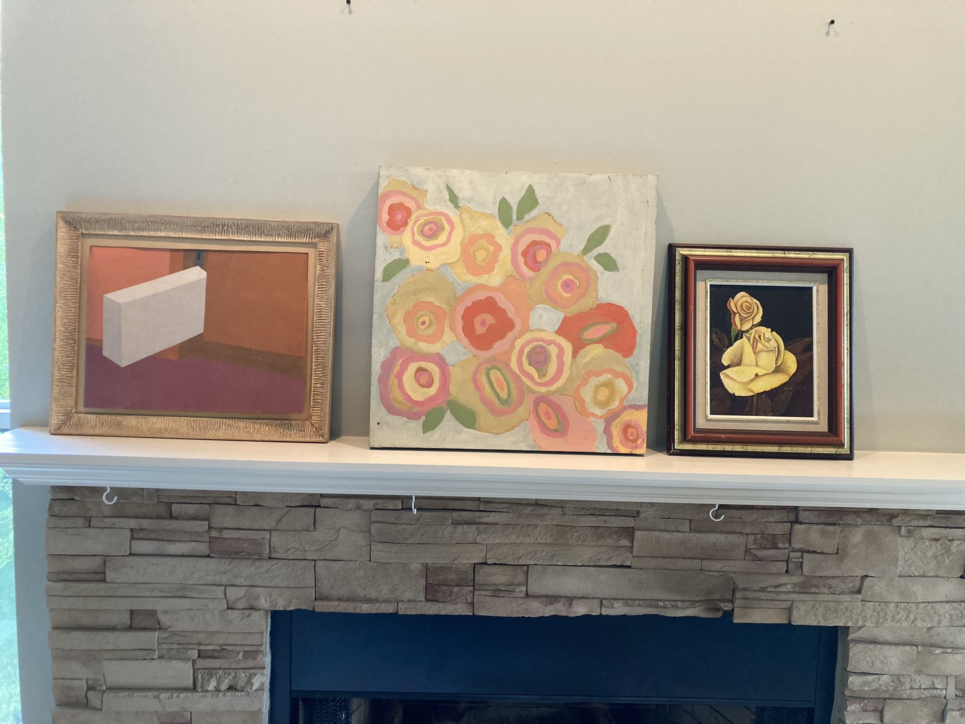 Vintage Hand-painted Art Set Of 3