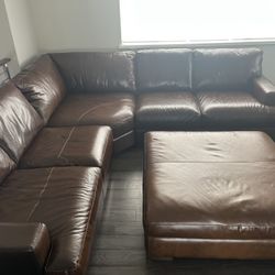 Chestnut Brown Italian Leather Corner Sectional